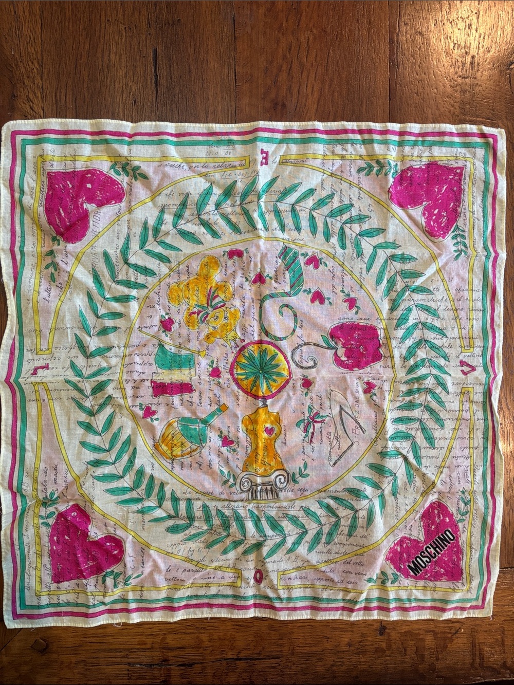 Love Moschino Cotton Scarf 18” x 19” Hearts